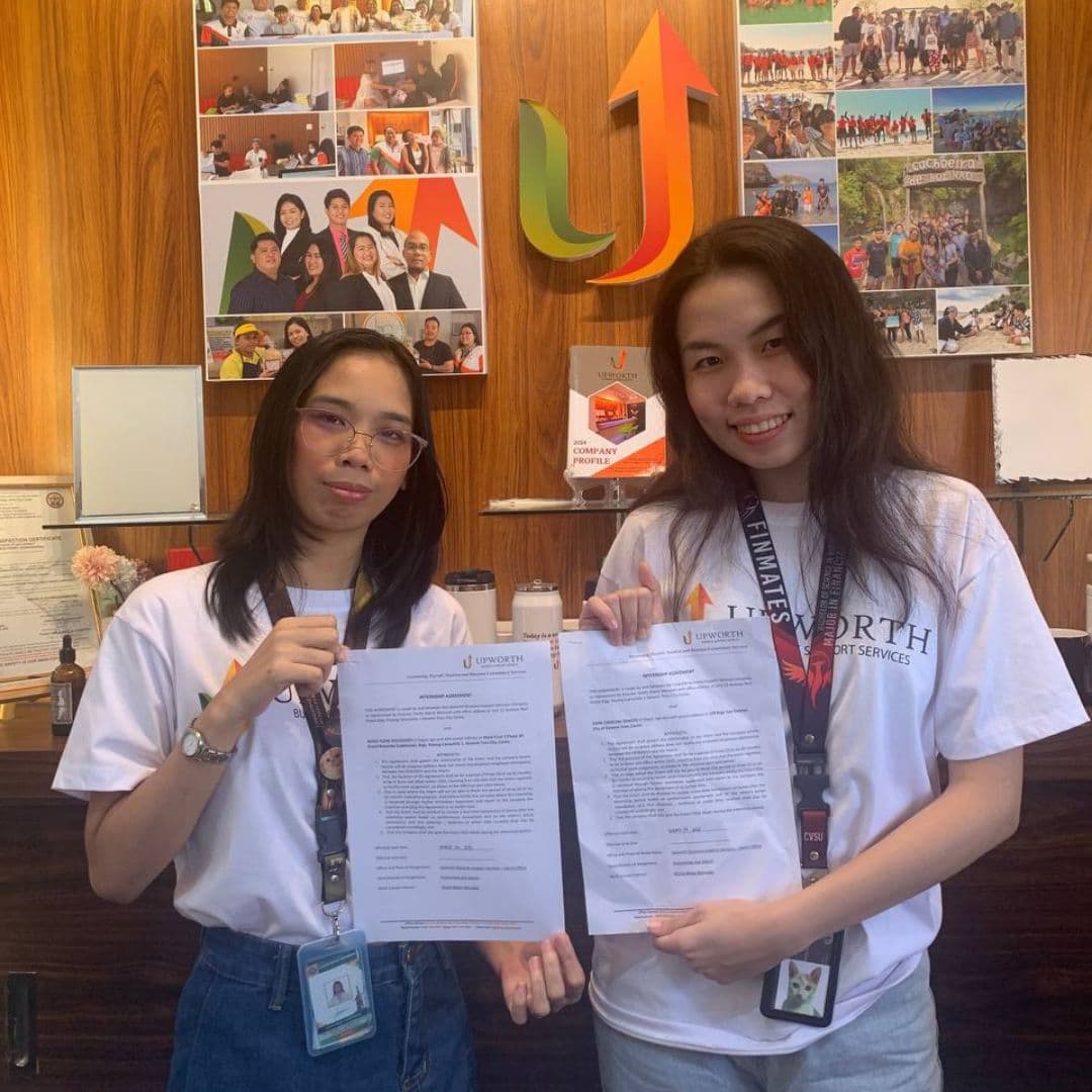 UPworth interns with their internship documents